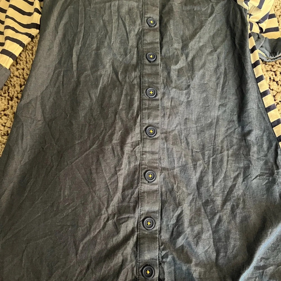 Mini Boden navy denim striped long sleeve dress girls 11-12 - Picture 3 of 3